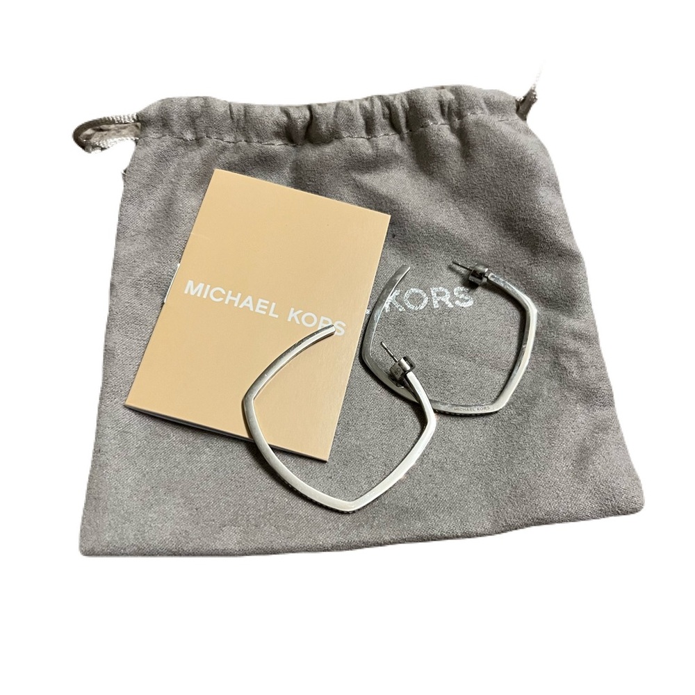 Michael Kors earrings square hoops with crystals